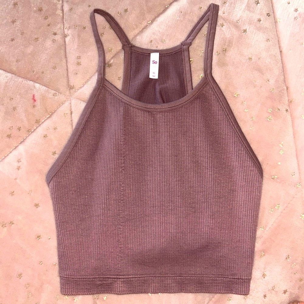 Purple cropped athletic tank